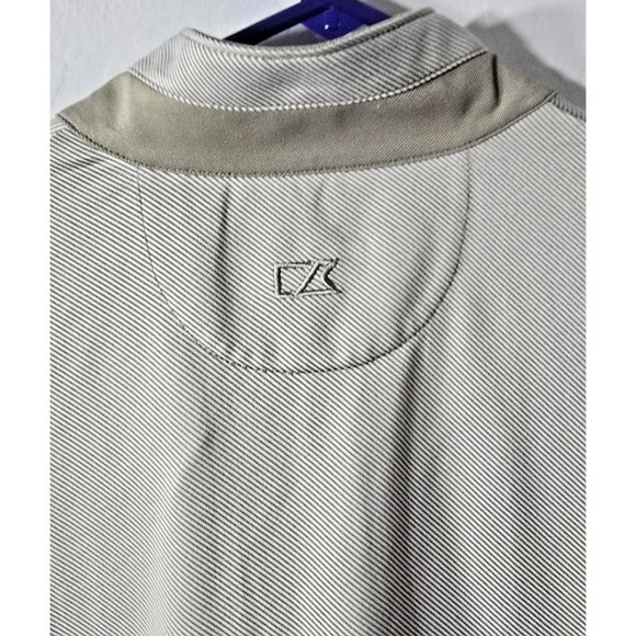 Cutter & Buck CB DryTec Men’s XL Snap Polo Gray Brown Stripe UV Quick-Dry - Picture 12 of 16